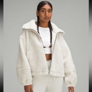 Lululemon Cinchable Fleece Zip-Up Jacket White Opal